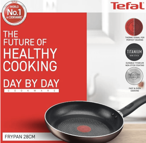 Tefal Day by Day Non Stick Frypan, Smart Thermo Signal Temperature Indicator Technology, Titanium Coating, Black, DDFP-24cm - Image 4